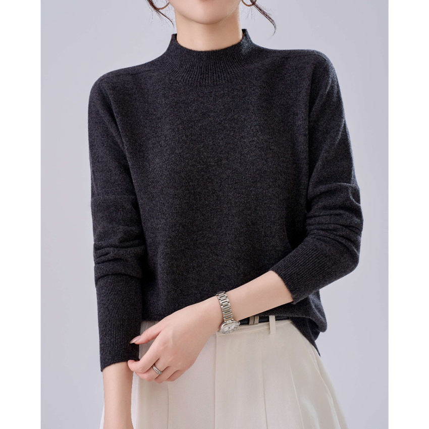 Damen Feiner Feinstrick-Pullover mit kurzem Stehkragen und Kaschmir-Optik Drune