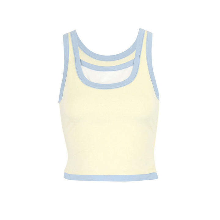 Damen Sportliches Crop-Top mit einzigartigem Schnitt und doppeltem Trägerdesign Drune