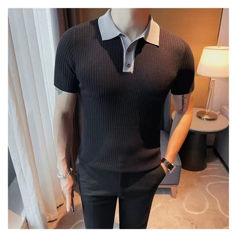 Herren Kurzarm Poloshirt mit Rippstruktur Drune