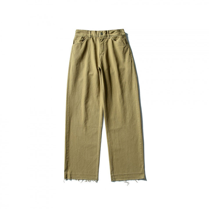 Damen Weite High-Waist Jeanshose mit geradem Bein und rohem Saum Drune