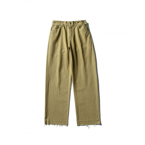Damen Weite High-Waist Jeanshose mit geradem Bein und rohem Saum Drune
