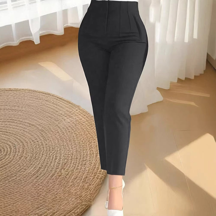 Damen elegante Anzughose mit hohen Bund und schmalem Bein Drune