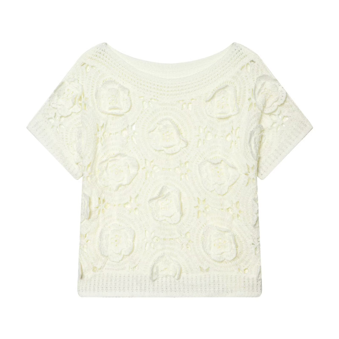 Damen Strickoberteil mit floralem Strukturmuster Drune