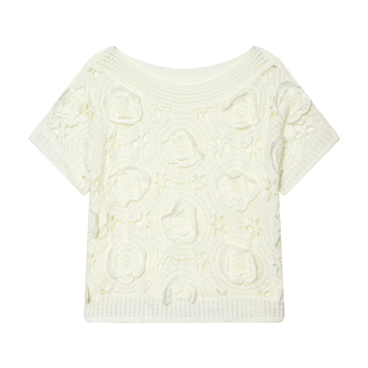 Damen Strickoberteil mit floralem Strukturmuster Drune