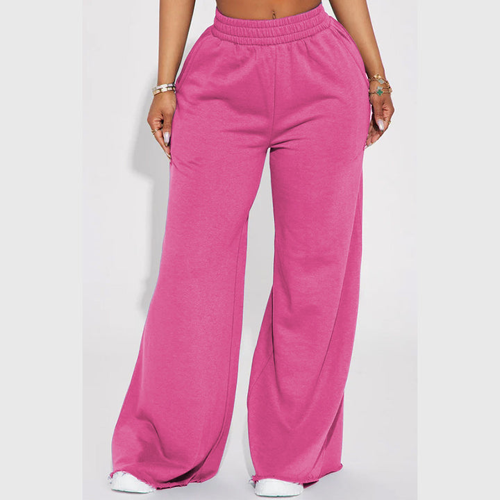 Damen nan weite High-Waist Loungehose mit elastischem Bund und praktischen Seitentaschen Drune