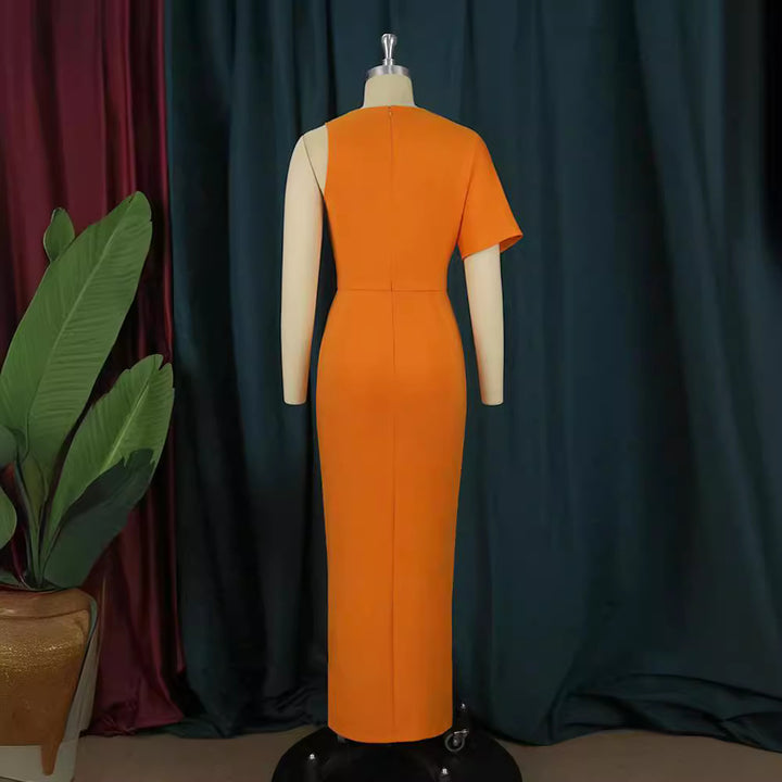 Damen Figurbetontes Maxikleid mit V-Ausschnitt und Seitenschlitz Drune
