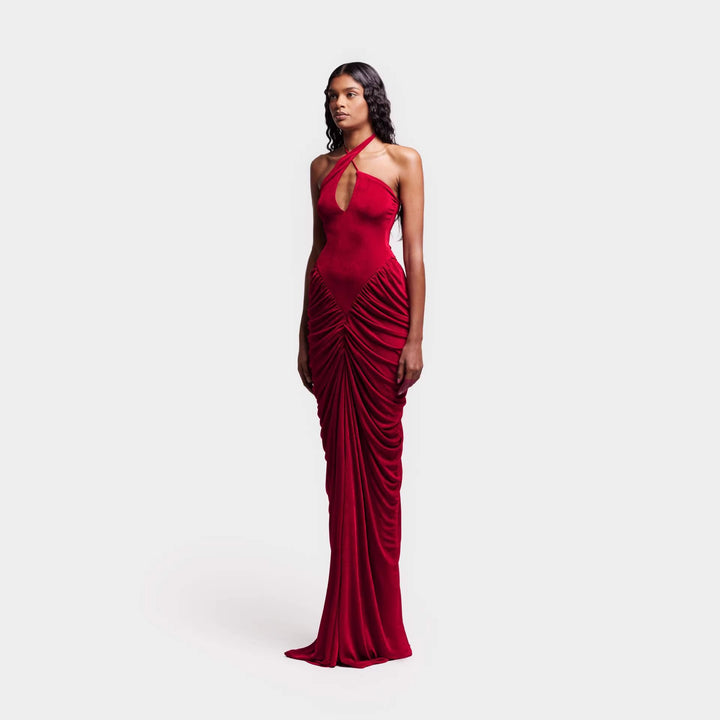 Damen Elegantes Maxikleid mit raffiniertem Rüschen-Design Drune