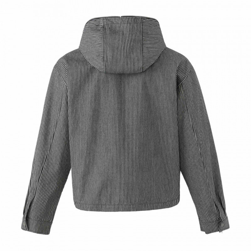 Unisex Kapuzenjacke im Boxy‑Cut mit Doppelreißverschluss und Nadelstreifen‑Optik Drune