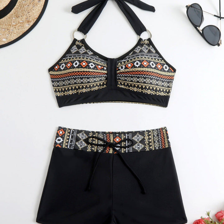 Damen High-Waist Bikini-Set mit modischem Oberteil und verstellbarem Bund Drune