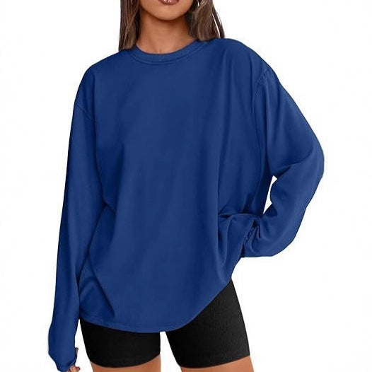 Damen Oversize-Sweatshirt mit Rundhalsausschnitt und verlängertem Saum Drune