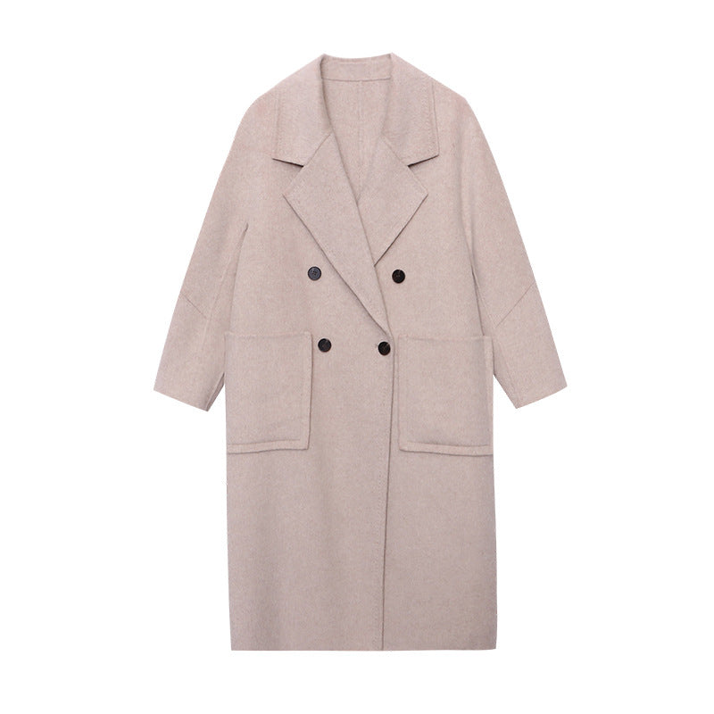 Damen eleganter Wollmantel mit doppelter Knopfblende und klassischem Revers Drune