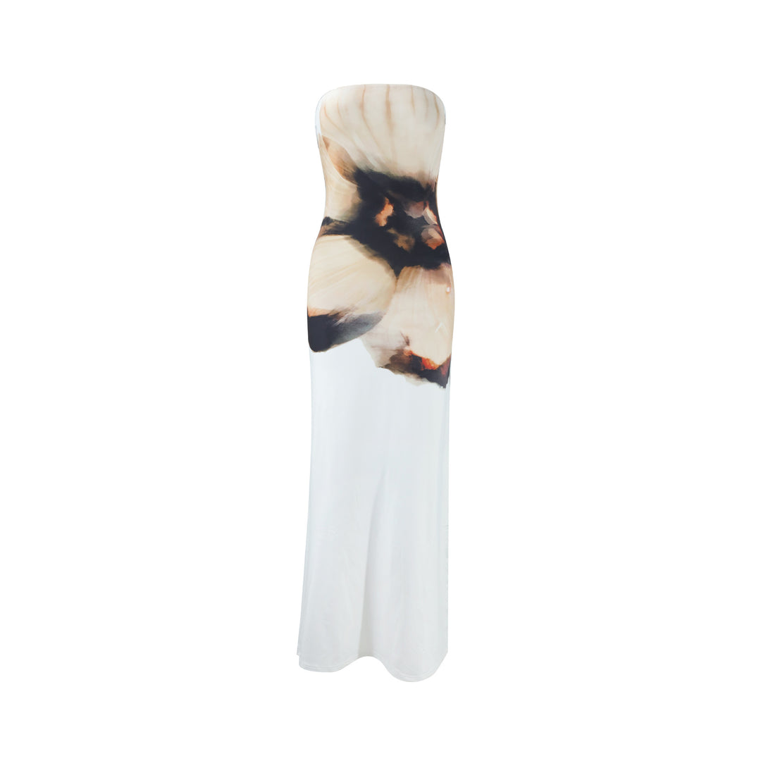 Damen strapaziertes Maxikleid mit stilvollen Blumenmotiven Drune
