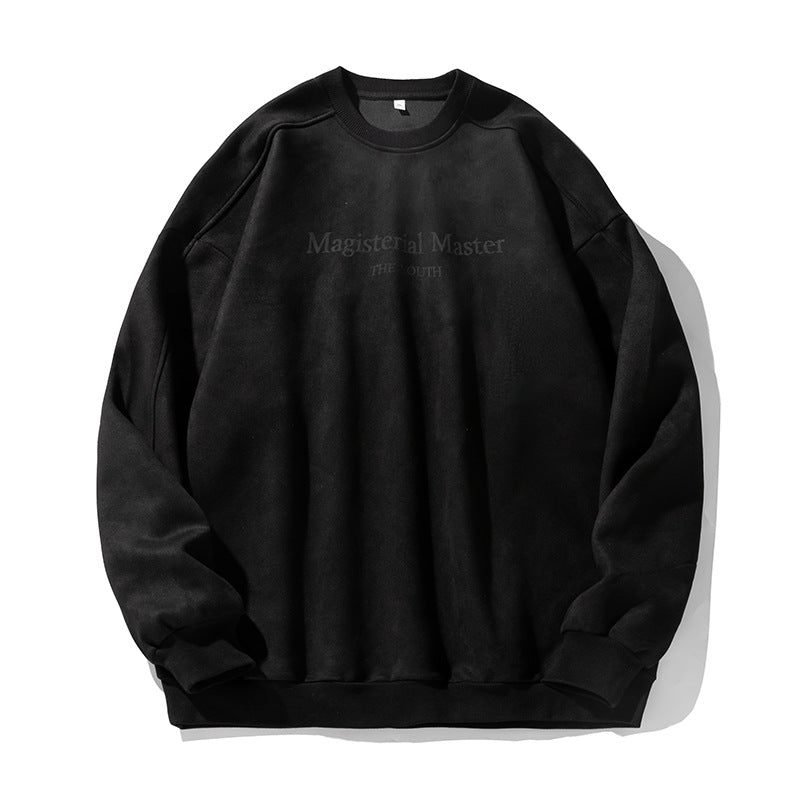 Unisex Oversize-Sweatshirt mit samtiger Fleece-Optik und tonalem Frontprint Drune
