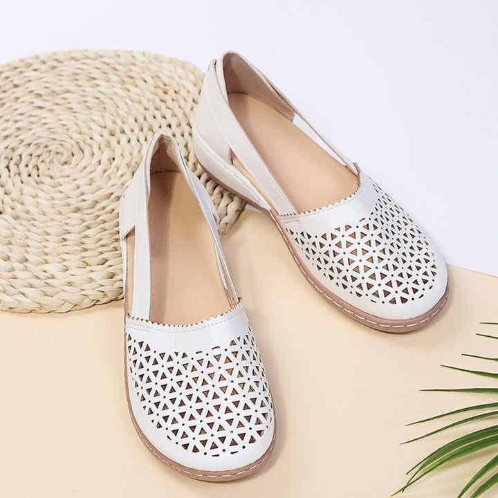 Damen Atmungsaktive Ballerinas mit modischem Lochmuster Drune