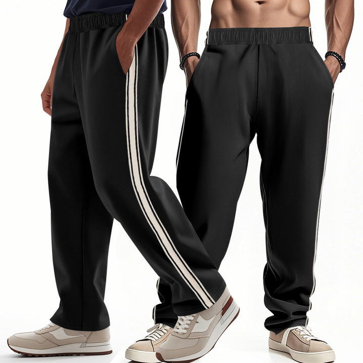 Herren nan weite Relax-Trackhose im Retro-Stil mit doppelter Seitenpaspel und elastischem Komfortbund Drune