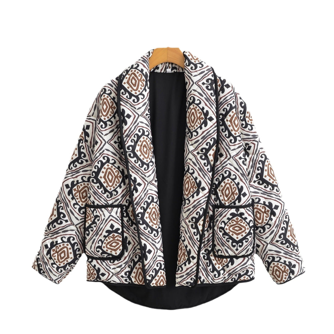Damen Stepp-Kimonojacke mit grafischem Ethno-Print und Taillengürtel Drune