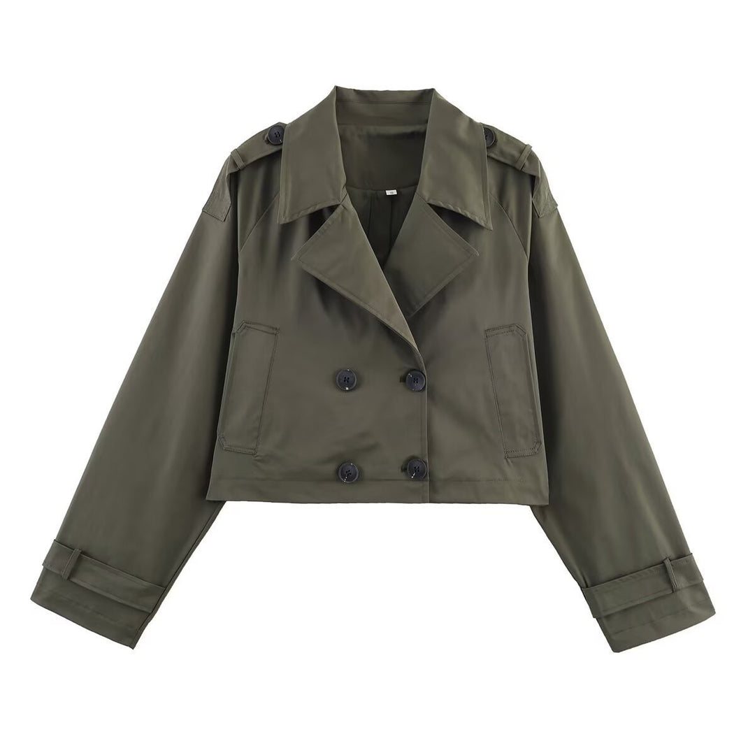 Damen modische kurze Trenchcoatjacke Drune