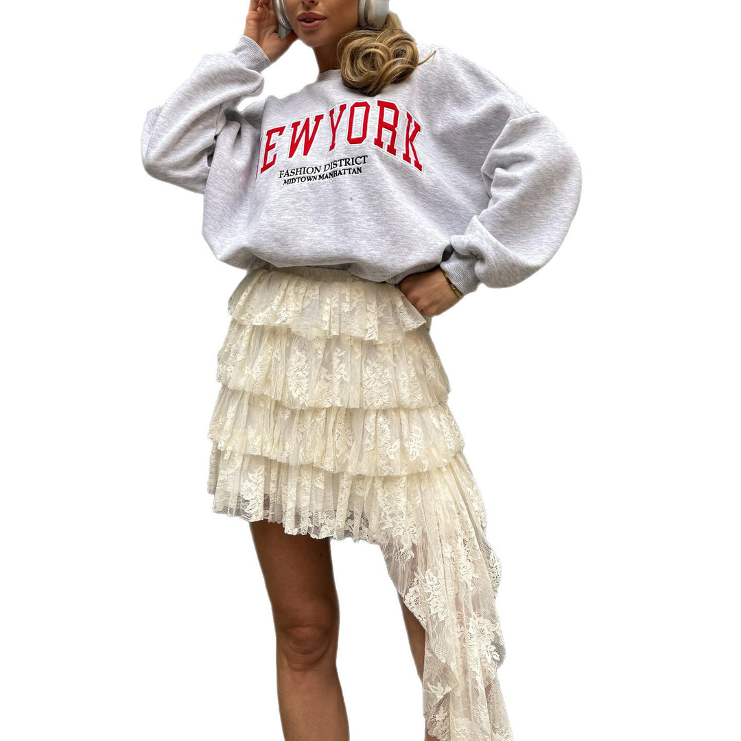 Damen Sweatshirt mit lässigem Schriftzug und komfortabler Passform Drune