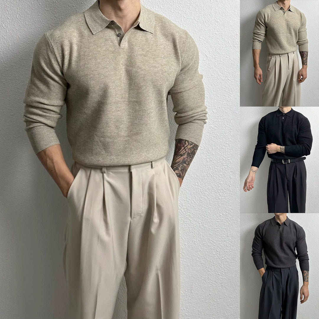Herren Elegant Strukturierter Langarm-Pullover Drune