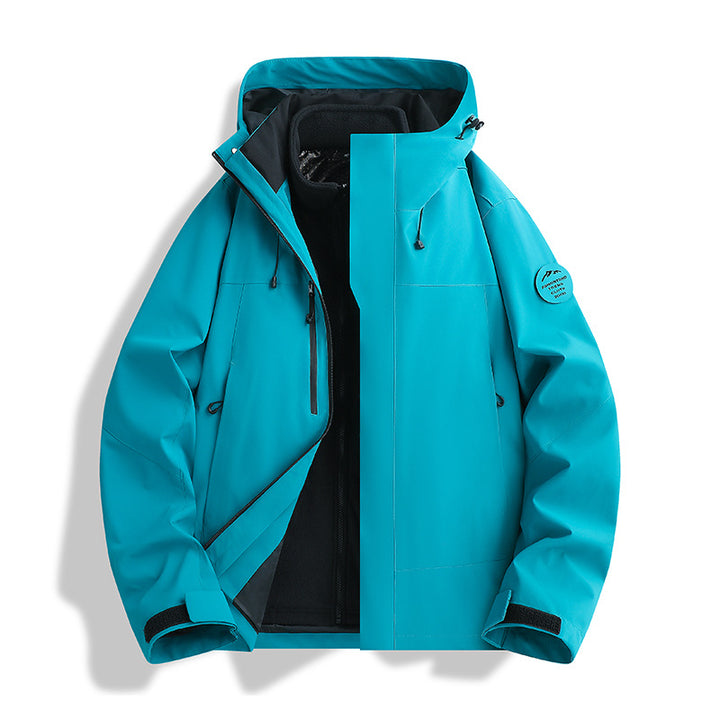 Herren Atmungsaktive, Wasserdichte Softshell-Jacke mit Fleecefutter und Kapuze Drune