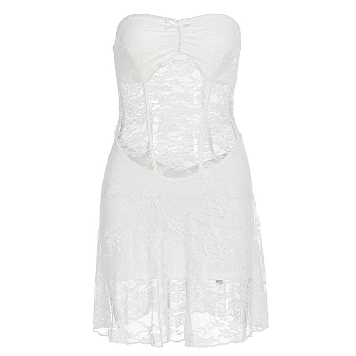 Damen Spitzenkleid mit Cut-Out-Design und tiefem Ausschnitt Drune