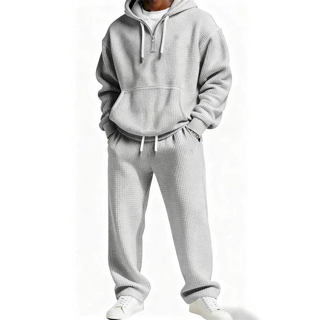 Herren Trendiger Kapuzenpullover mit praktischem Reißverschluss und bequemer Jogginghose Drune