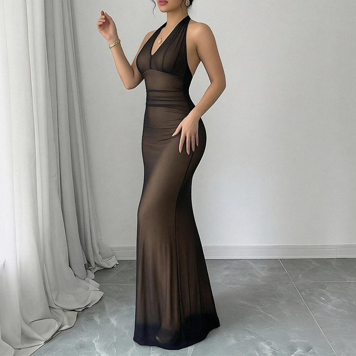 Damen Formschmeichelndes Abendkleid mit tiefem V-Ausschnitt und Raffung Drune