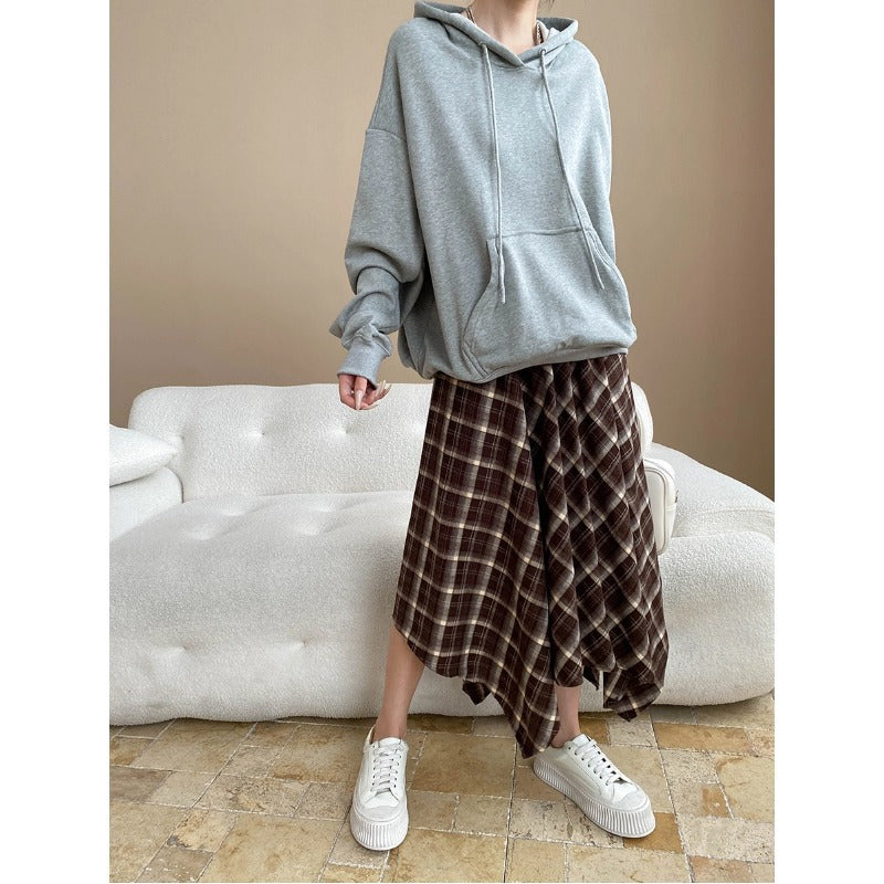Damen gemütlicher Kapuzenpullover mit lässigem Schnitt und vorteilhaftem Saum Drune