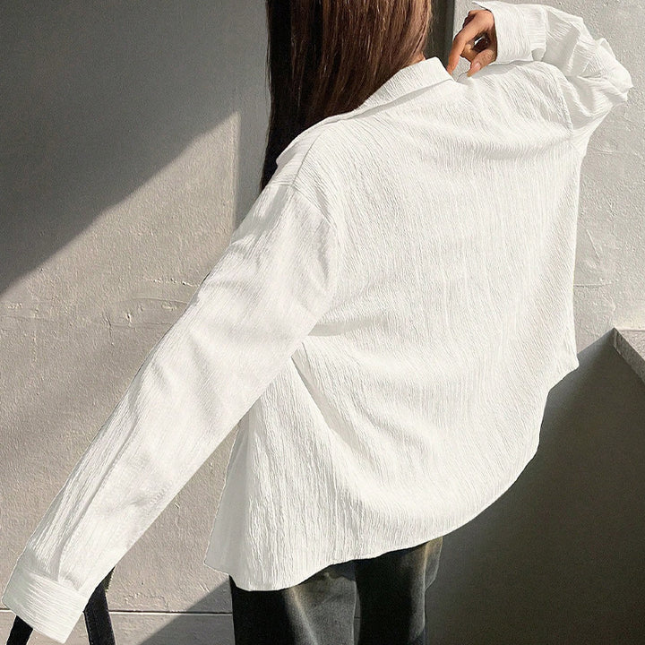 Damen lässige Bluse mit strukturiertem Stoff und lockerer Passform Drune