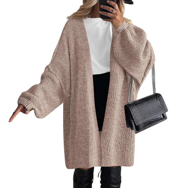 Damen Oversize Strickcardigan mit weiten Ballonärmeln und offener Front Drune