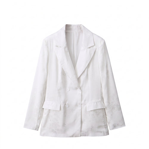 Damen Doppelreihiger Blazer mit floralem Jacquard und Schalkragen Drune