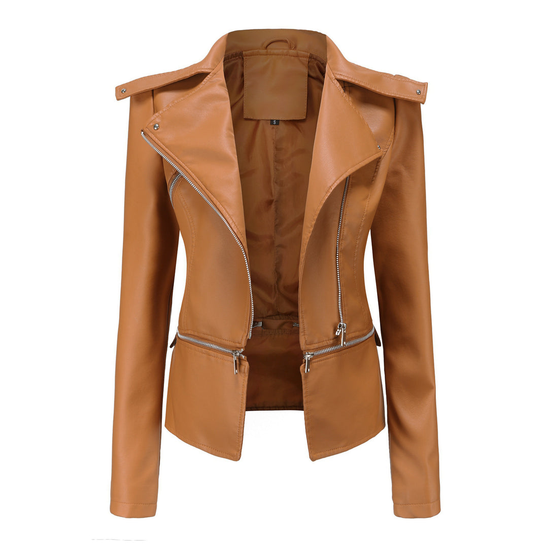 Damen Lederjacke mit asymmetrischem Reißverschluss und stilvollen Zipper-Details Drune
