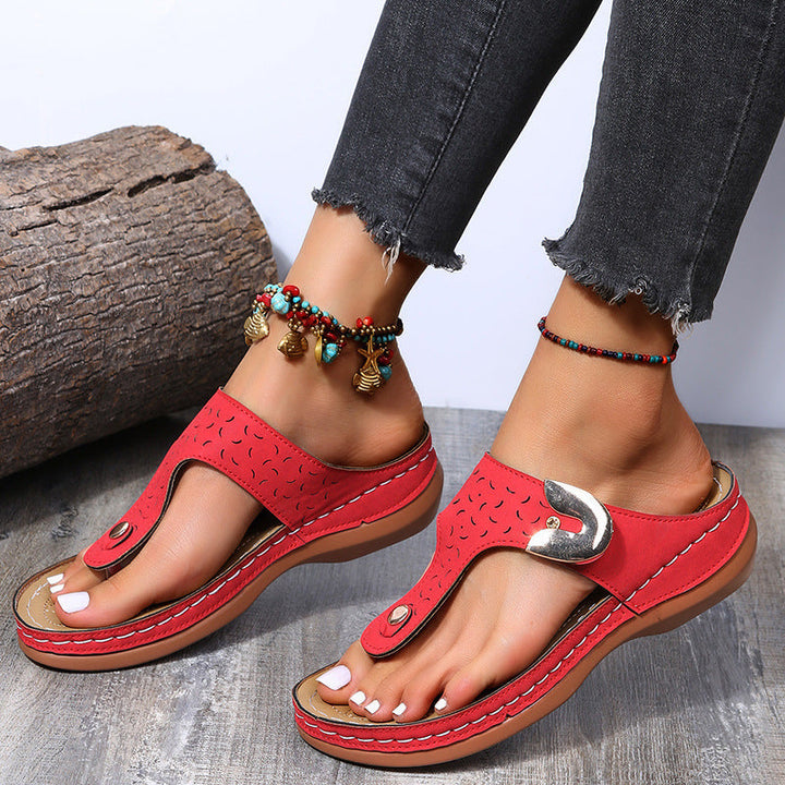 Damen Komfortable Zehentrenner-Sandalen mit modischem Riemen-Design Drune