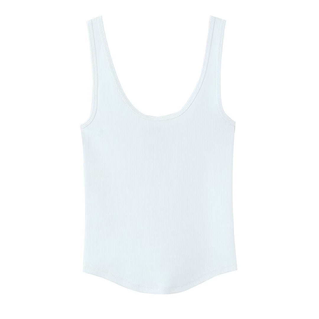 Damen hochwertiges Rippen-Top mit elegantem Rundhals und bequemer Passform Drune