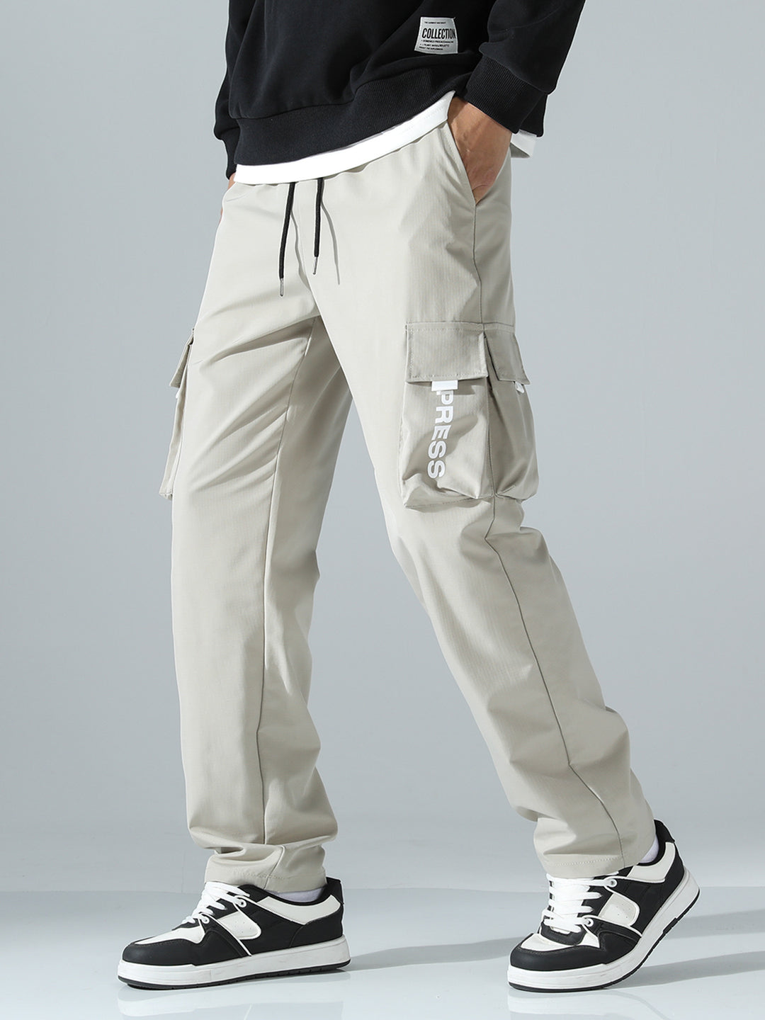 Herren Tapered Cargo-Jogginghose mit elastischem Tunnelzug, multifunktionalen Klapptaschen & ergonomischen Nähten Drune