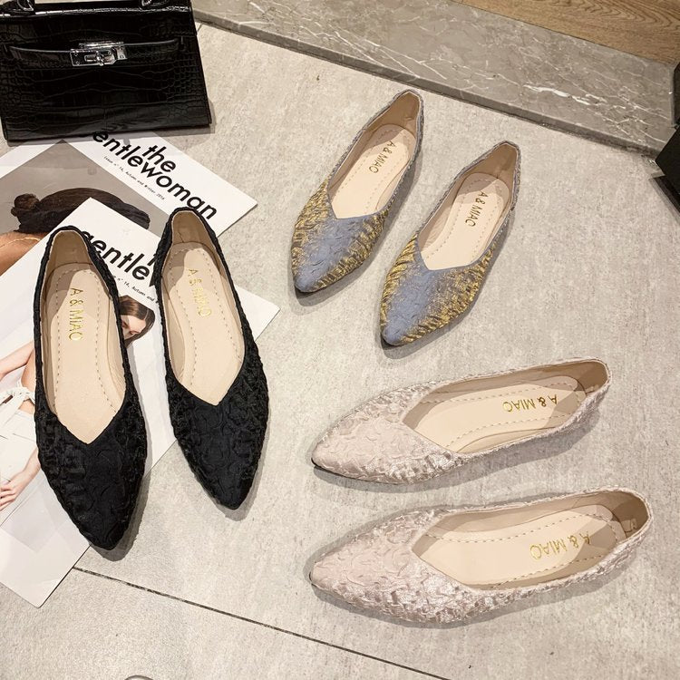 Damen Ballerinas mit spitz zulaufendem Design und strukturiertem Obermaterial Drune
