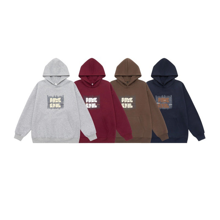 Unisex Oversized Kapuzenpullover mit Kängurutasche und markantem Frontprint Drune