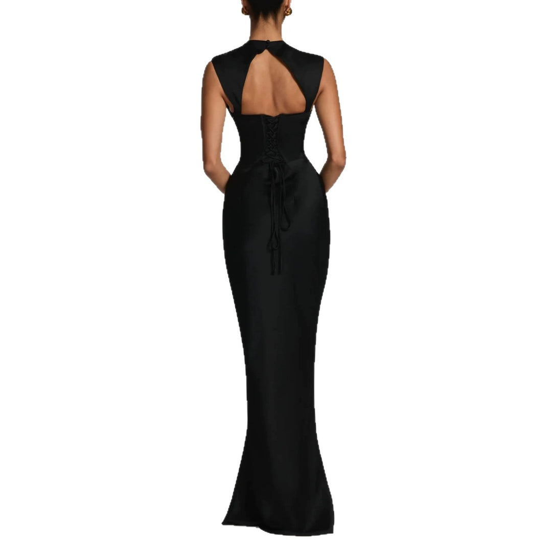 Damen Elegantes Maxikleid mit asymmetrischem Ausschnitt und raffinierten Drapierungen Drune