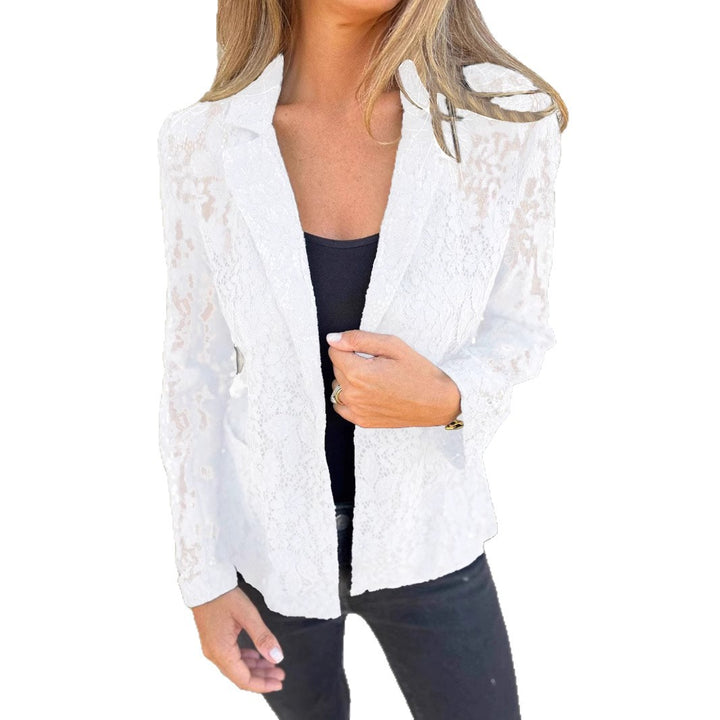 Damen transparente Spitzenjacke mit modernem Schnitt und elegantem Detail Drune