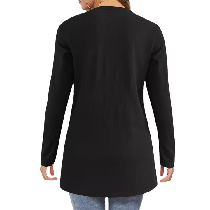 Damen Offene Longline-Cardigan mit aufgesetzten Taschen und schmalem Kragen Drune