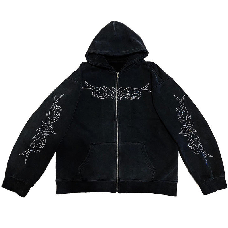 Herren Zip-Up Hoodie mit Tribal Design Drune