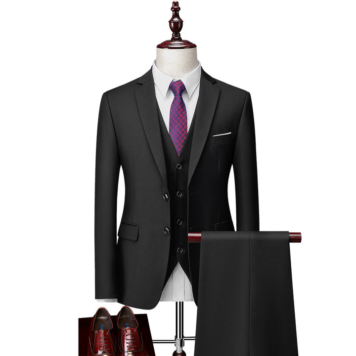 Herren Dreiteiliger Business-Anzug mit tailliertem Schnitt, Weste und klassischem Revers Drune