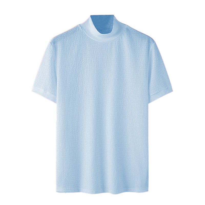 Herren nan Kurzarm Feinstrickshirt mit Stehkragen Drune