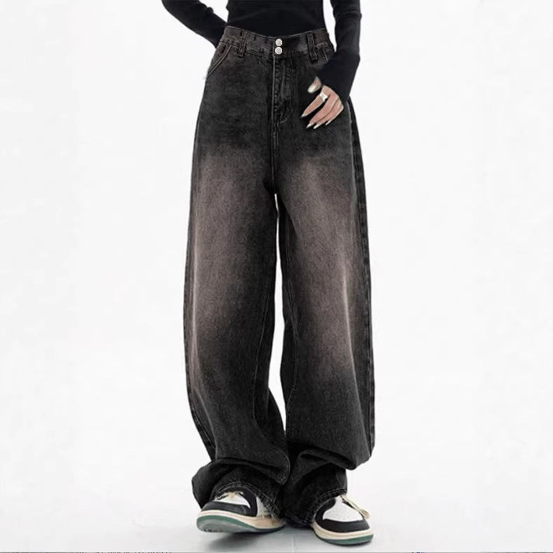 Damen Extraweite High‑Waist Denim‑Baggy‑Jeans mit verlängertem Saum Drune