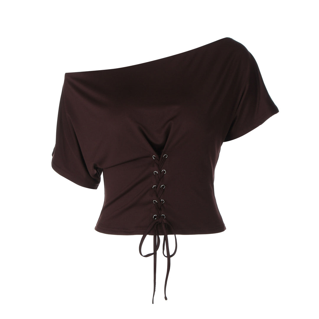 Damen Off-Shoulder Oberteil mit verstellbarem Kordelzug Drune