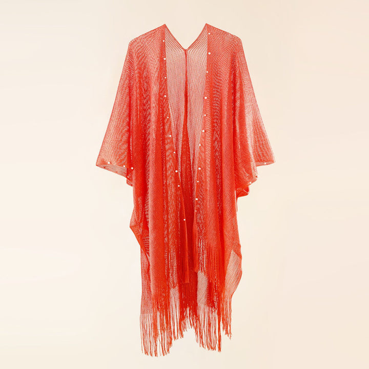 Damen transparenter Kaftan mit fransigen Kanten und elegantem Design Drune