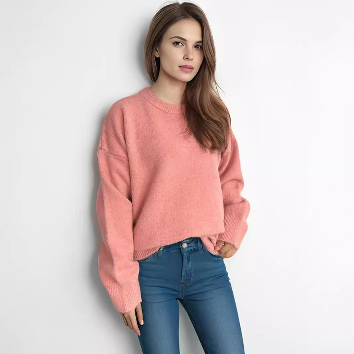Damen oversized Strickpullover mit weichem Baumwollmix und lässigem Schnitt Drune