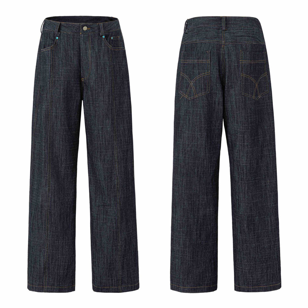 Damen Weite hochtaillierte Jeanshose mit markanter Mittelnaht Drune