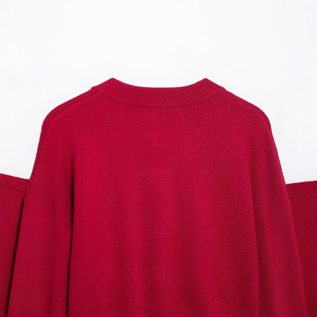 Damen Gemütlicher Kurzer Cardigan mit Herzknöpfen Drune