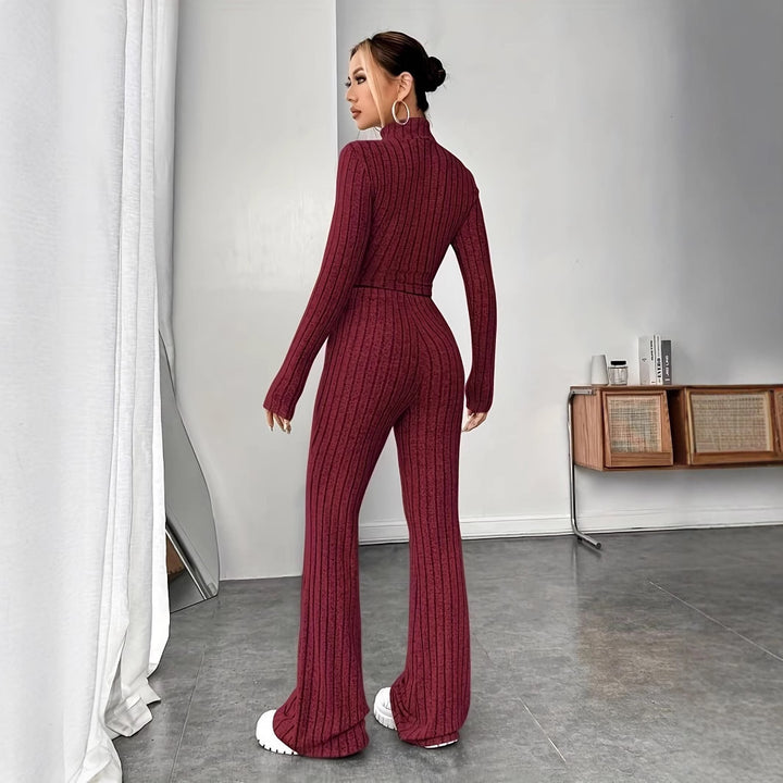 Damen Komfortables Zweiteiliges Strick-Loungewear-Set Drune